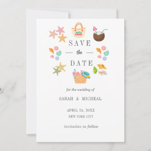 Reserva La Fecha Playa de verano de acuarela moderna