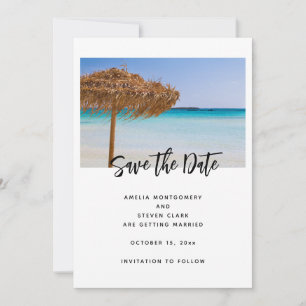 Reserva La Fecha Playa Tropical Escénica con Boda de Sombrilla de P