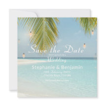 Playa Tropical Turquesa Plana Cuadrada de Palmeras