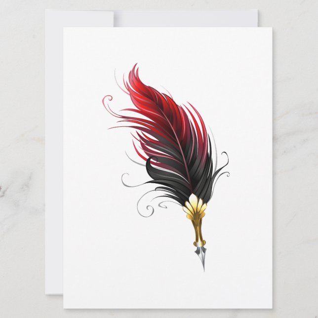 Reserva La Fecha Pluma de plumas rojas con nido de oro (Anverso)