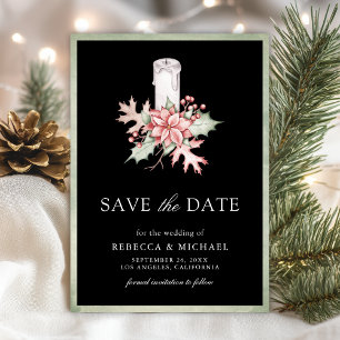 Reserva La Fecha Poinsettia Vela de Navidad Negra Foto Boda