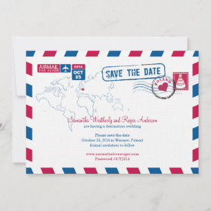 Reserva La Fecha Polonia Air Mail Wedding Save The Date