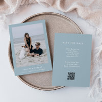 Polvo Azul Elegante Boda de texto y fotografía Cód