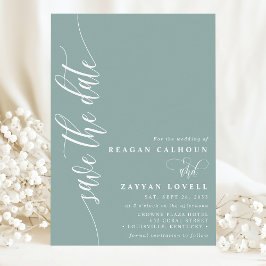 Reserva La Fecha Polvo Teal Simple Moderno Script Salvar Fecha