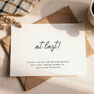 Reserva La Fecha Por fin Save the Date de boda con letra clásica