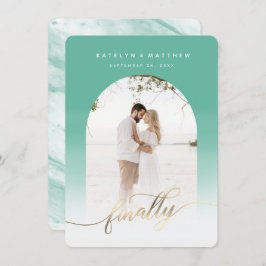 Reserva La Fecha Por último, guión dorado Jade Green Arched foto en