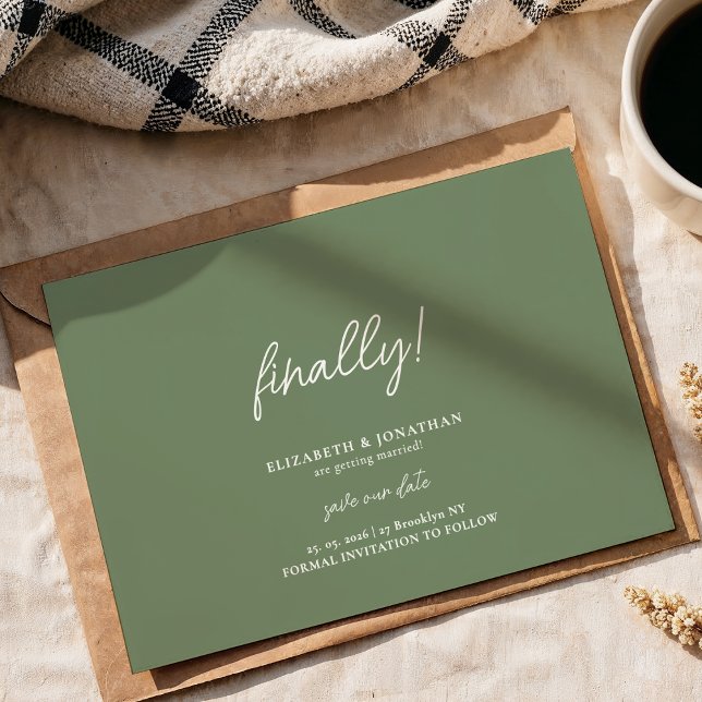 Reserva La Fecha Por último Script Sage Green Wedding Save the Date (Subido por el creador)