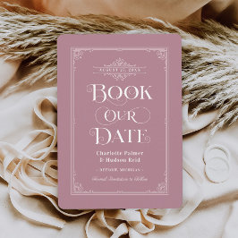 Reserva La Fecha Portada de libro vintage polvoriento rosa para bod