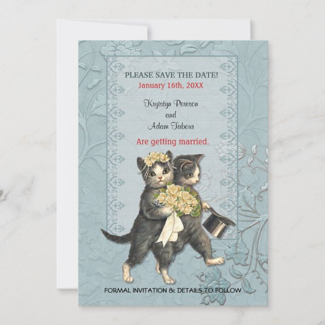 Reserva La Fecha Posh Cats Wedding Save the Date (Anverso)