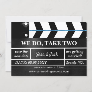 Reserva La Fecha Posponemos la boda de la claqueta de cine We Do Ta