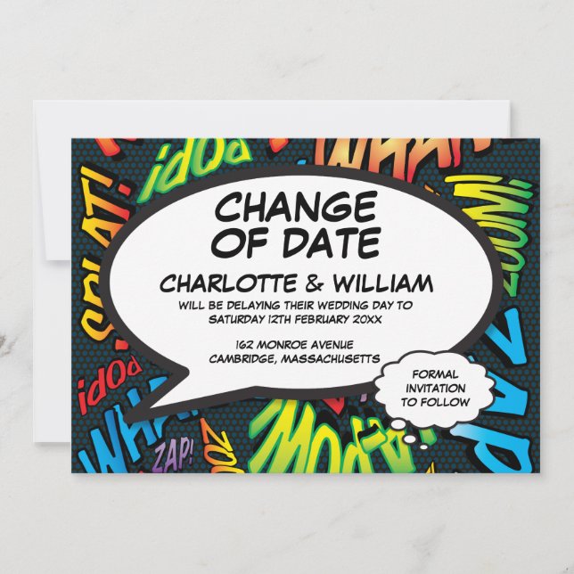 Reserva La Fecha Posponen cambio de fecha de diversión moderno (Anverso)