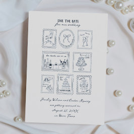 Reserva La Fecha Postage Stamp Hand Drawn Save The Date Card