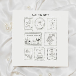 Reserva La Fecha Postage Stamp Hand Drawn Save The Date Card