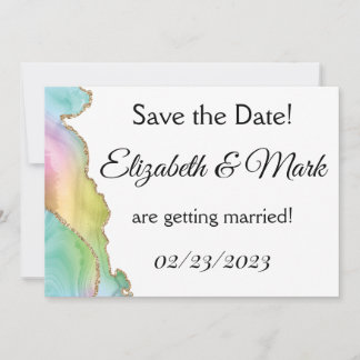 Reserva La Fecha Postcarta de Marble Arcoiris