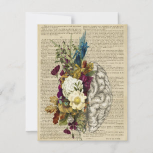 Reserva La Fecha poster de anatomía cerebral floral médica