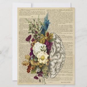 Reserva La Fecha poster de anatomía cerebral floral médica