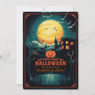 Reserva La Fecha Póster de Noche de Película de Halloween