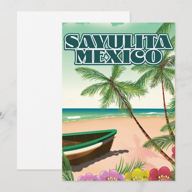 Reserva La Fecha Poster de playa de Sayulita México (Anverso / Reverso)