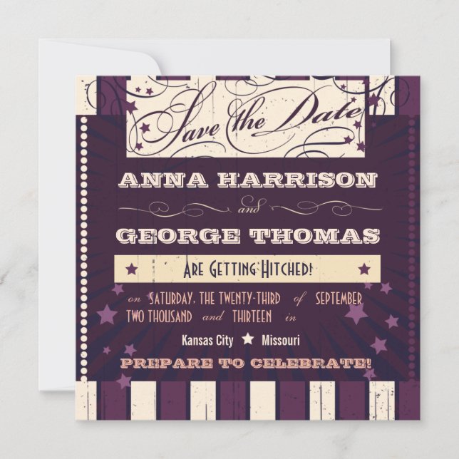 Reserva La Fecha Póster Rústico: Sueño de Berenjena Guardar la Fech (Anverso)