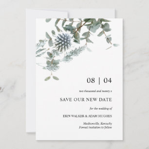 Reserva La Fecha Postergación del Boda del tilo floral azul turques