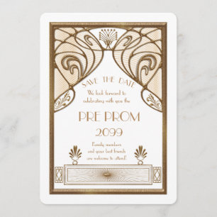 Reserva La Fecha Pre Prom Junior, Gran Gatsby, Oro, Blanco