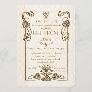 Reserva La Fecha Pre Prom Junior, Gran Gatsby, Oro, Blanco