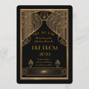 Reserva La Fecha Pre Prom Junior, Gran Gatsby, Oro, negro