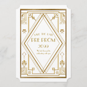 Reserva La Fecha Pre PromJunior, gran Gatsby, oro, blanco