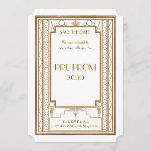 Reserva La Fecha Pre PromJunior, gran Gatsby, oro, blanco