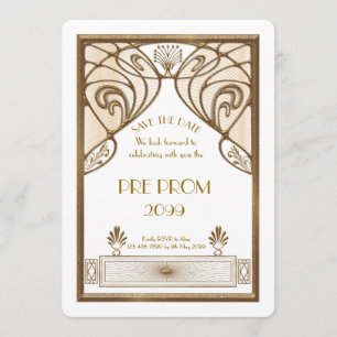 Reserva La Fecha Pre PromJunior, gran Gatsby, oro, blanco