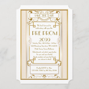 Reserva La Fecha Pre PromJunior, gran Gatsby, oro, blanco