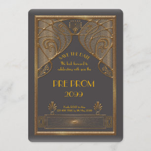 Reserva La Fecha Pre PromJunior, gran Gatsby, oro, gris