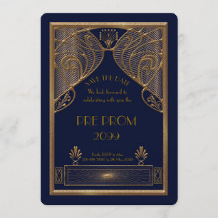 Reserva La Fecha Pre PromJunior, Gran Gatsby, Oro, Marina