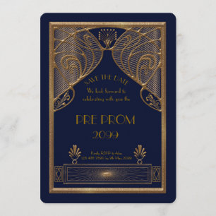 Reserva La Fecha Pre PromJunior, Gran Gatsby, Oro, Marina