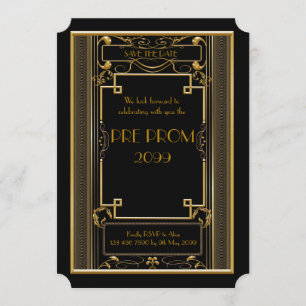 Reserva La Fecha Pre PromJunior, gran Gatsby, oro, negro