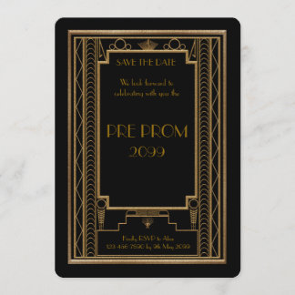 Reserva La Fecha Pre PromJunior, Gran Gatsby, Oro, negro