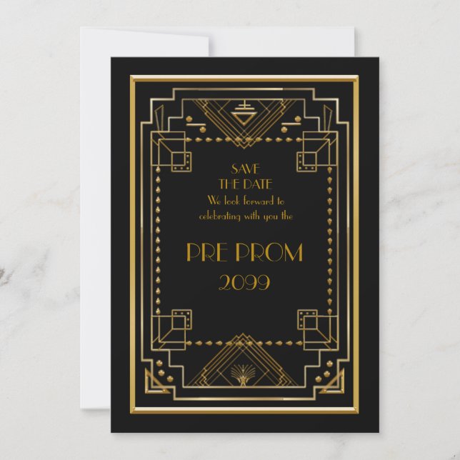 Reserva La Fecha Pre PromJunior, Gran Gatsby, Oro, Negro (Anverso)