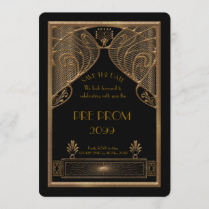 Reserva La Fecha Pre PromJunior, gran Gatsby, oro, negro