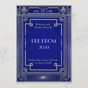 Reserva La Fecha Pre PromJunior, gran Gatsby, plata, marina de