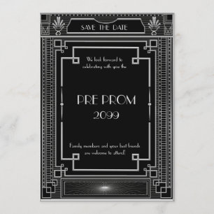 Reserva La Fecha Pre PromJunior, gran Gatsby, plata, negra