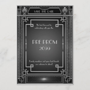 Reserva La Fecha Pre PromJunior, gran Gatsby, plata, negra