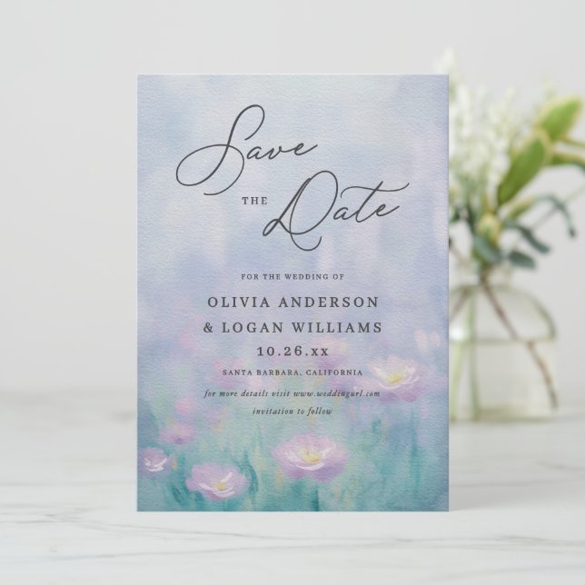 Reserva La Fecha Preciosa Boda con Letra de Acuarela de Primavera (Anverso de pie)