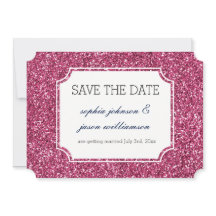 Precioso glitter rosa save the date