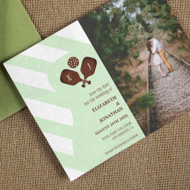 Reserva La Fecha Preppy Pickleball Stripes Wedding (Subido por el creador)