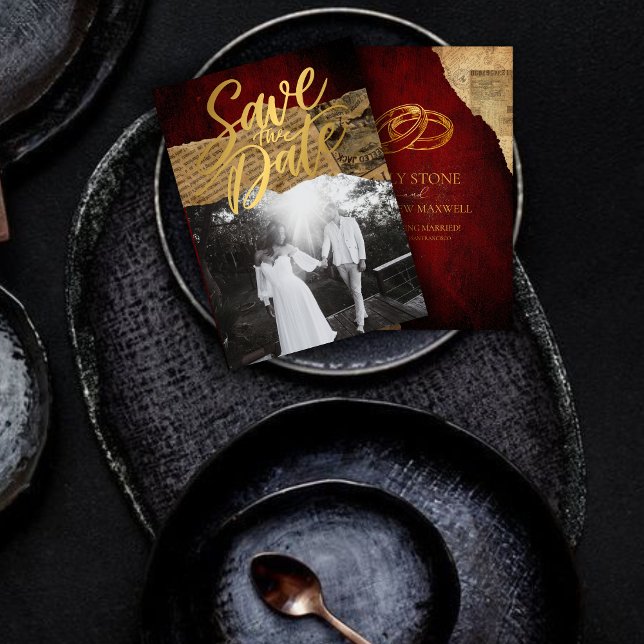 Reserva La Fecha Presupuesto Parchment Rojo Antiguo , Caligrafía Do (Subido por el creador)