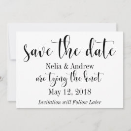 Reserva La Fecha Pretty Black on White Typography Save the Date 2 e