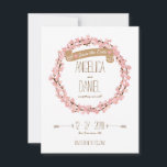 Reserva La Fecha Primavera de flores de flores de flores de cerezo<br><div class="desc">En esta colección de invitaciones a la boda se presenta una florida corona floral compuesta por flores de cerezo dibujadas a mano, lo que la convierte en una elección perfecta para bodas de primavera e incluso verano. El color de fondo se puede personalizar para que se adapte a tu motivo,...</div>