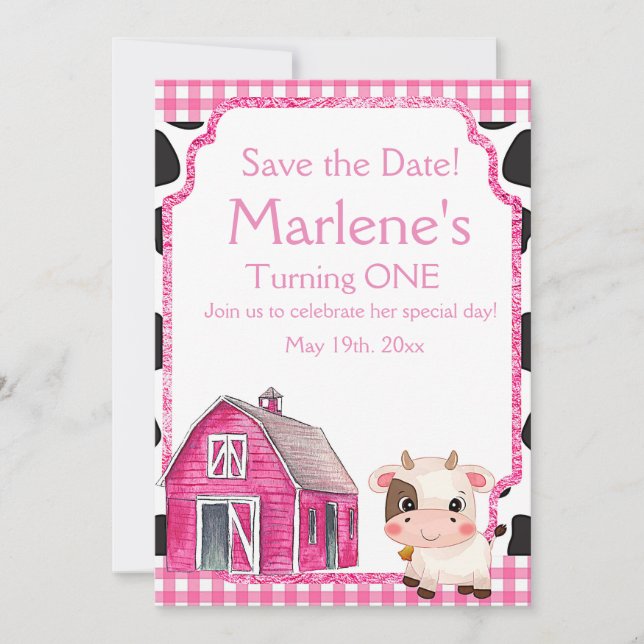 Reserva La Fecha Primer cumpleaños de la vaca sagrada (Anverso)