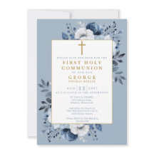 Primera Comunión Floral Boho Azul Polvo