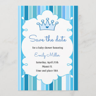 Reserva La Fecha Prince Boy Baby Shower Save the Date